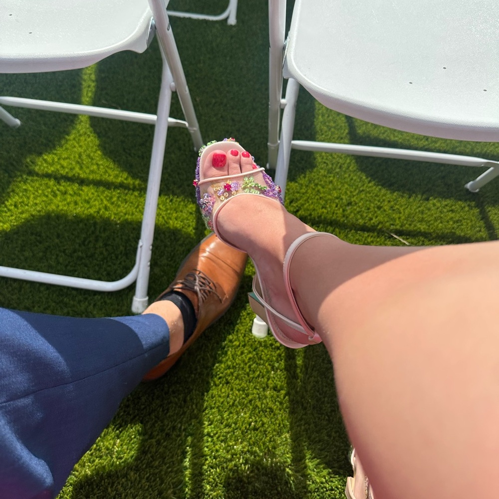 Betsey Johnson Vivien Beaded Platform Mesh Sandals Shoes - Picture 7 of 7